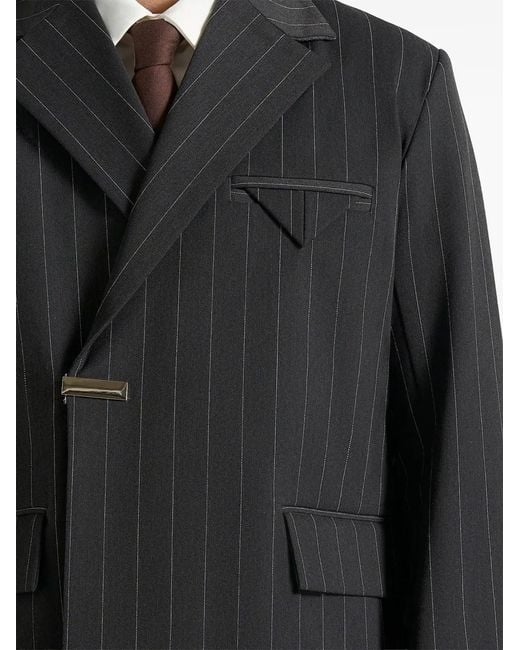 Manière De Voir Black Gaston Double Breasted Pinstripe Suit Jacket for men