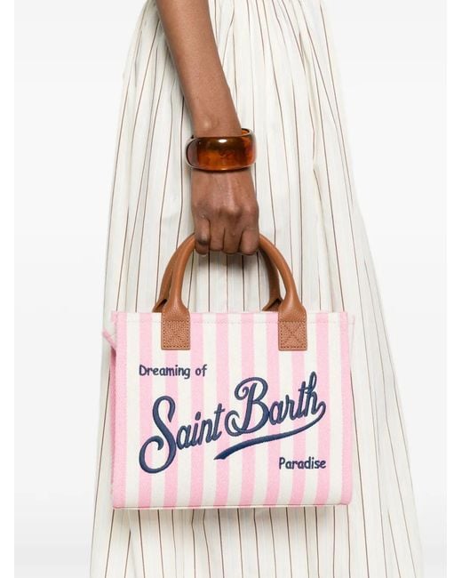 Mc2 Saint Barth Pink Vanity Medium Striped-Pattern Tote Bag