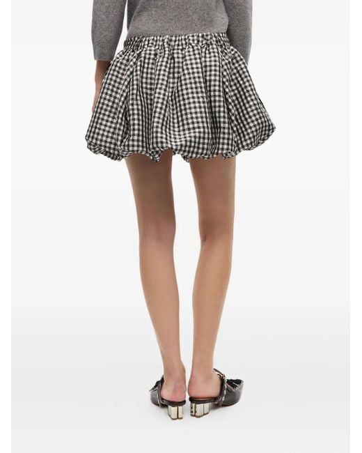 Ganni Black 'Crinkled Check Mini Bubble' Skirt