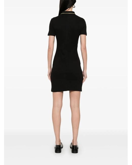 Versace Jeans Couture Black Logo-Embroidered Mini Dress