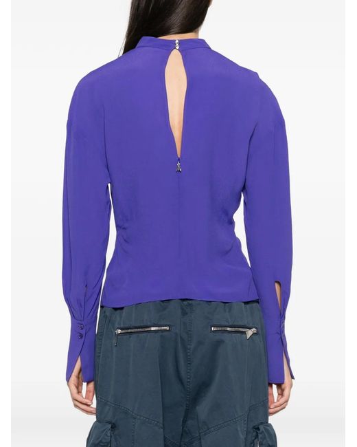Patrizia Pepe Purple Cut-Out V-Neck Blouse