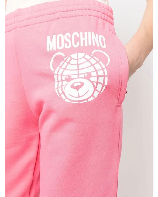 Moschino Pink Teddy Bear Organic Cotton Track Trousers