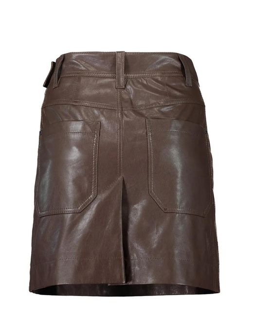 Brunello Cucinelli Brown Cargo Leather Miniskirt