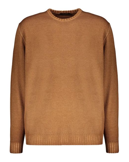 Moorer Brown Long-Sleeves Round-Neck Sweater for men