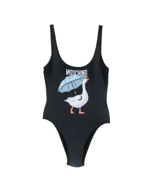 Moschino Black Logo-Print Swimsuit
