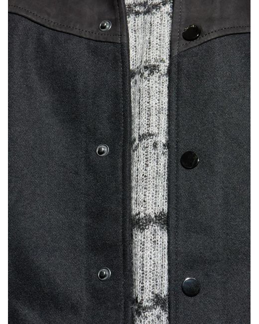 AllSaints Black Endleton Leather Panelled Jacket for men