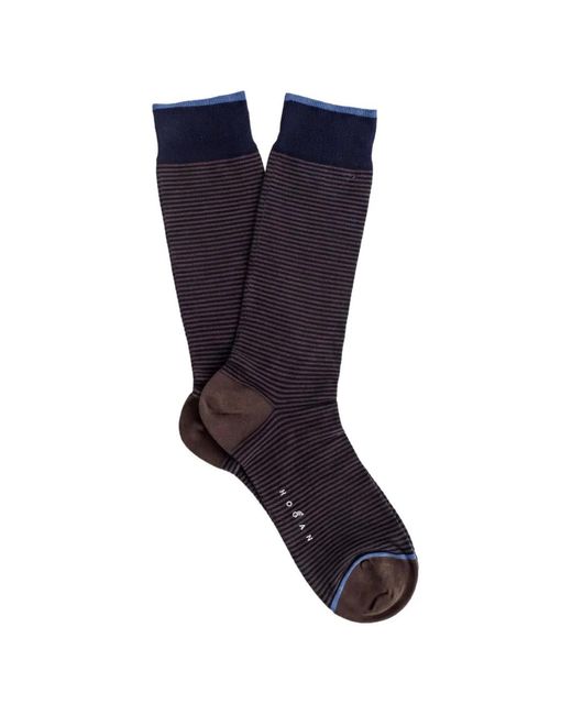 Hogan Blue Striped Rib-Trimmed Socks for men