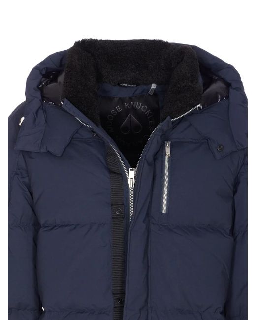 Moose Knuckles Blue Everest 3Q Removable-Hood Padded Jacket for men