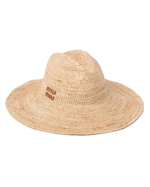 Miu Miu Natural Logo-Appliqué Interwoven Sun Hat