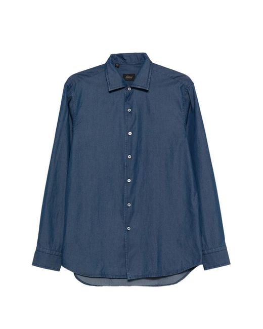 Brioni Blue Marcello Buttoned Shirt for men