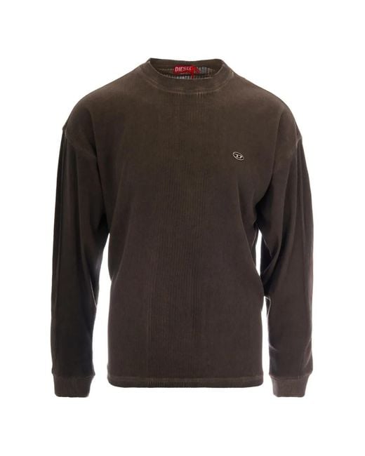 DIESEL Gray Oval D Ribbed Sweater for men