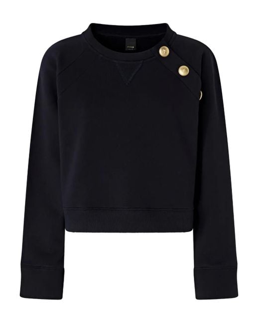 Sweat En Coton À Détails Boutonnés Pinko en coloris Black