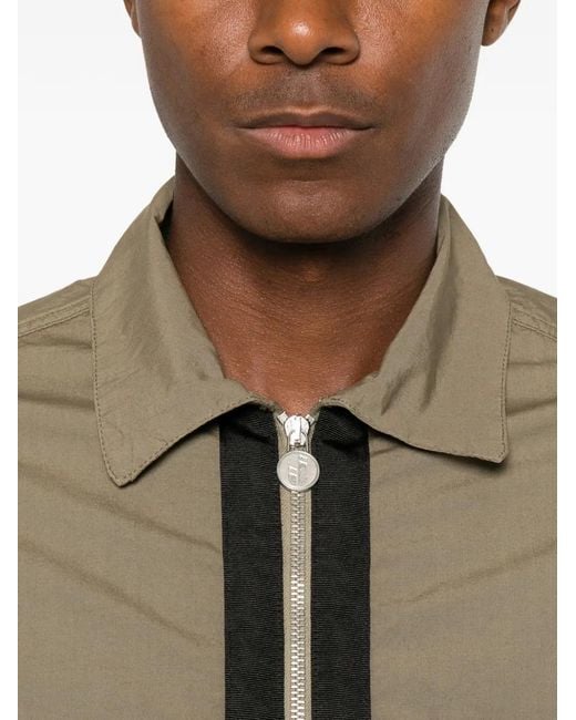Iceberg Green Zip-Up Contrast-Trim Shirt for men
