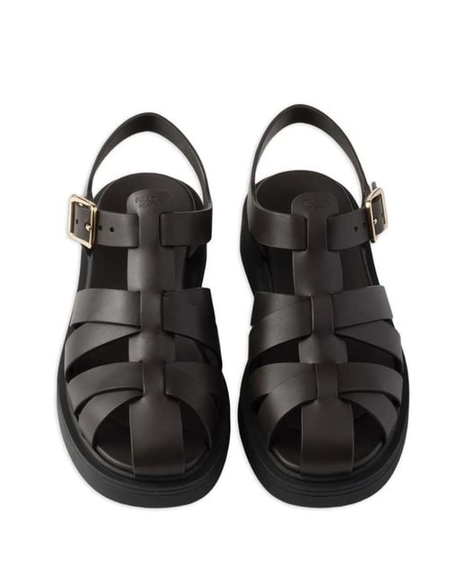 Prada Black Leather Sandals