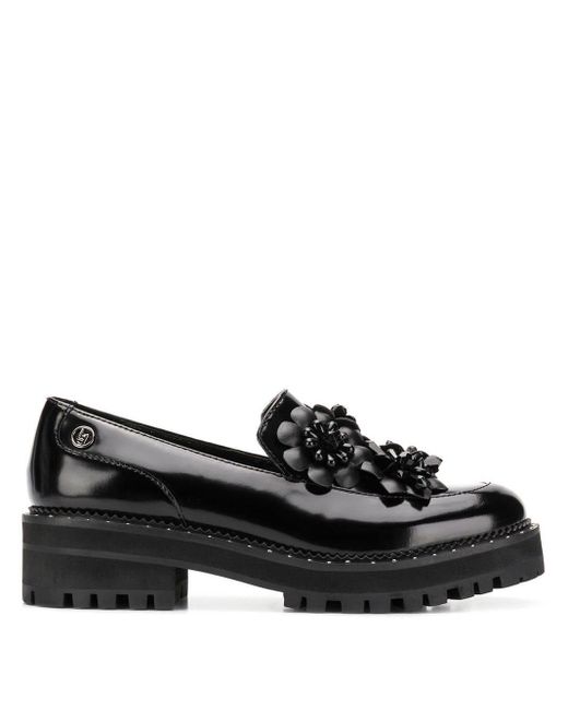 Liu Jo Flower Appliqué Loafers in het Black