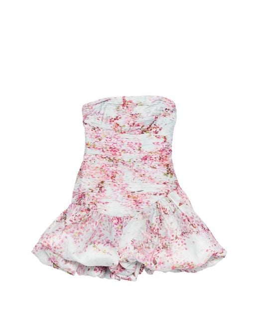 Aje. Pink Ambrose Ruffled Floral Mini Dress