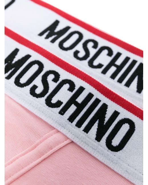 Moschino Pink Logo-print Stretch-cotton Briefs for men