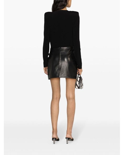 Magda Butrym Black Floral-appliqué Leather Miniskirt - Women's - Sheepskin/viscose