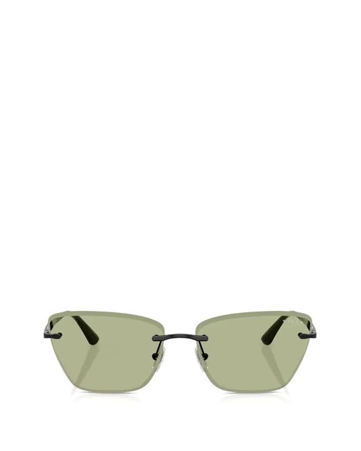 Vogue Eyewear Green Rimless Rectangle Sunglasses