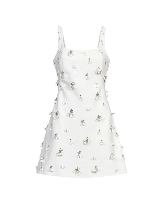 Jonathan Simkhai White Floral-Embellished A-Line Mini Dress