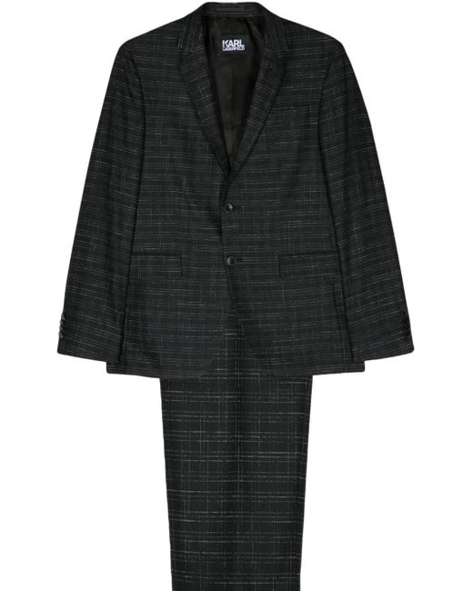 Karl Lagerfeld Black Checked Single-breasted Suit for men