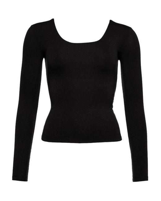 Eres Black Twist-Back Long-Sleeved Top