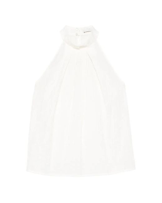 Tela White Halterneck Tetured Top