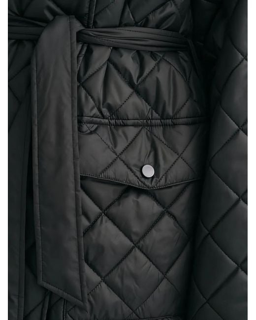 Gant Black Quilted Belted Coat