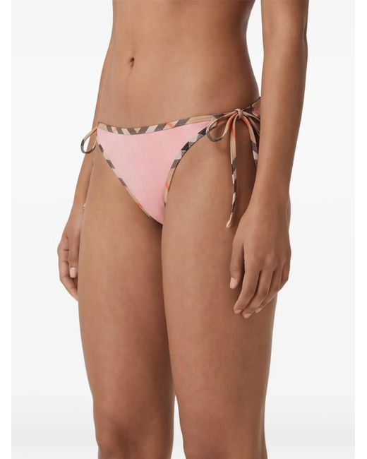 Burberry Pink Bikini Bottoms With Checked Edges