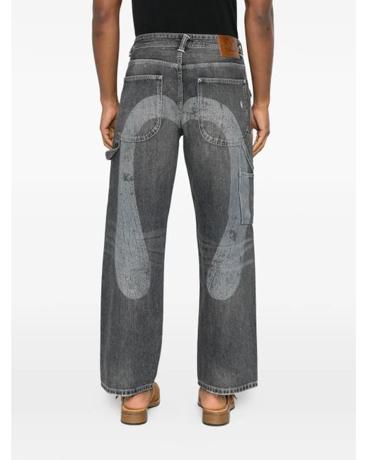 Evisu Gray Carpenter-Style Denim Trousers for men