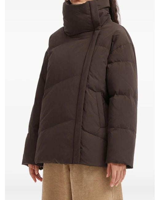 B+ AB Brown Funnel-Neck Quilted Jacket
