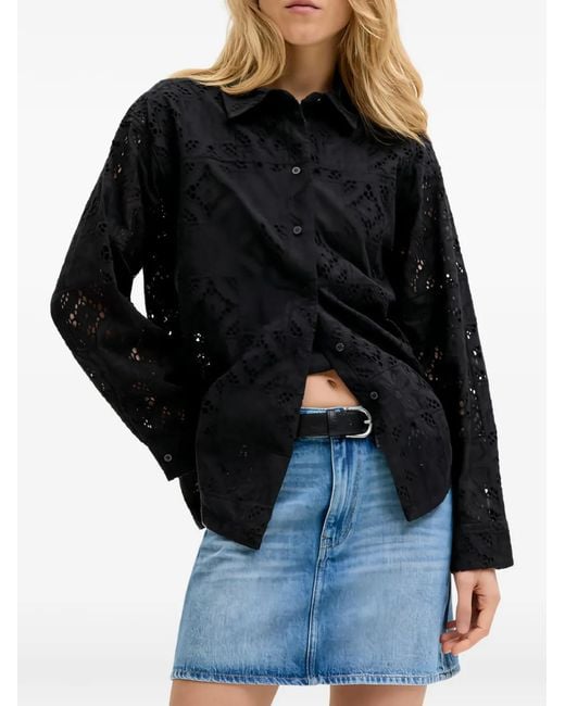 JJXX Black Freya Broderie-Anglaise Long-Sleeve Shirt