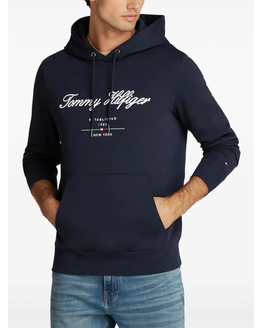 Felpa Con Cappuccio E Logo di Tommy Hilfiger in Blue da Uomo