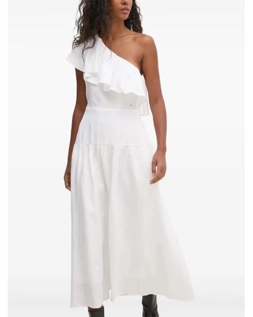Abito Monospalla Con Ruches di Pedro Del Hierro Madrid in White