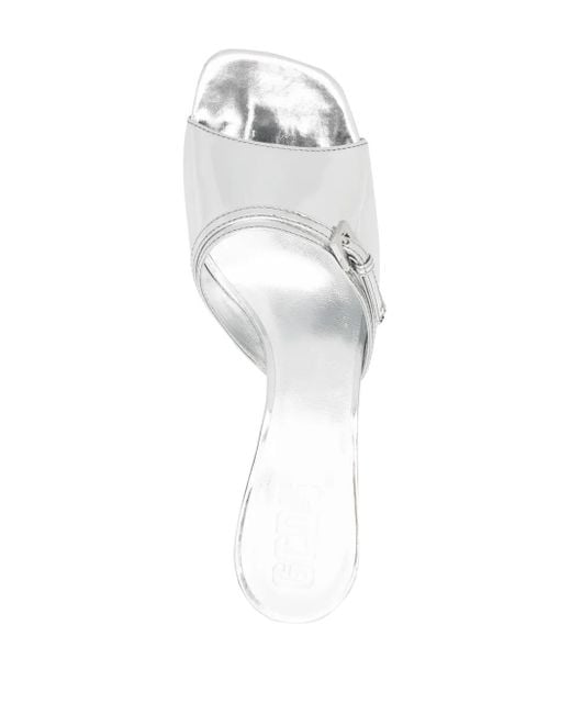 Gcds White Mirrored Leather Sandals
