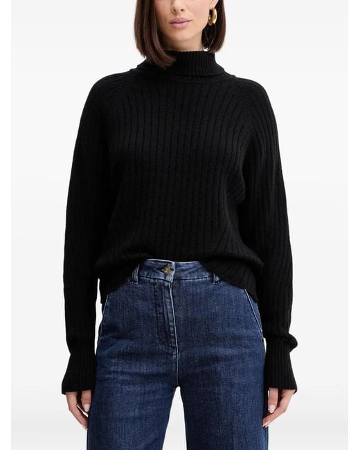 SIMONA CORSELLINI Black Ribbed Turtleneck Sweater