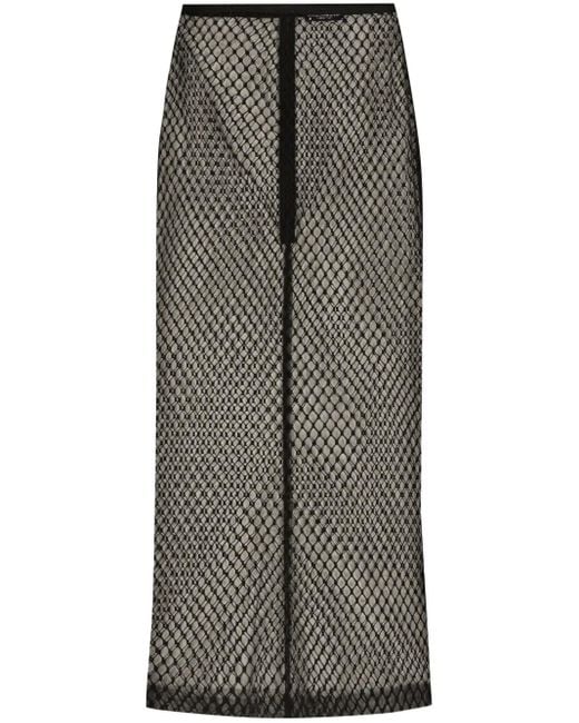 Dolce & Gabbana Gray Mesh Pencil Skirt