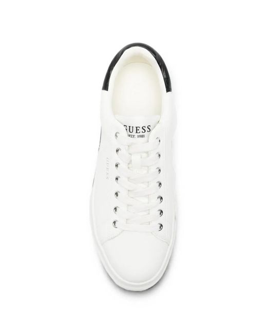 Guess White Leather Panelled Sneakers for men