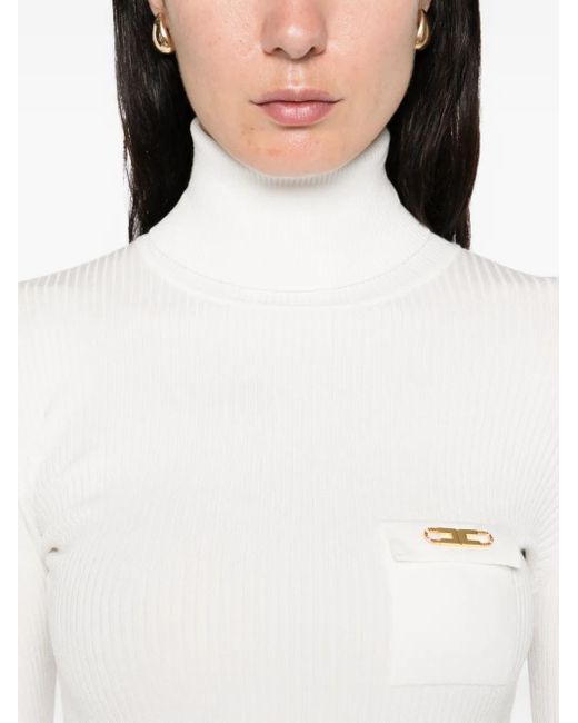 Elisabetta Franchi Geribbelde Coltrui in het White