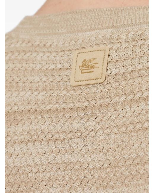 Etro Natural Textured Pegasus-Patch T-Shirt for men