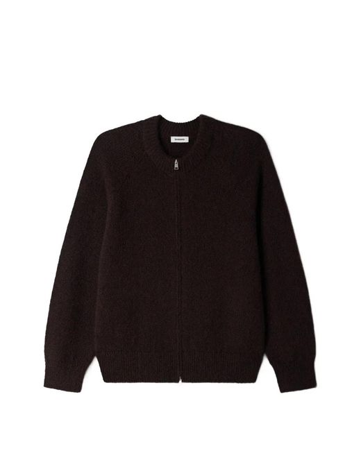 Sandro Black Zip-Up Bomber Cardigan for men