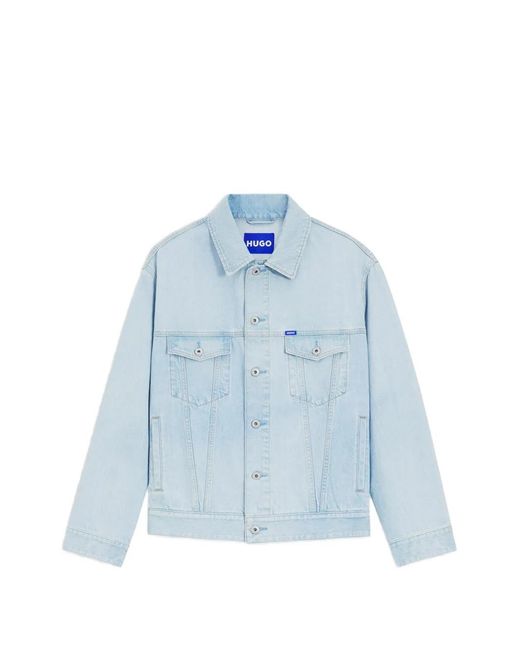 HUGO Blue Buttoned-Pockets Denim Jacket for men