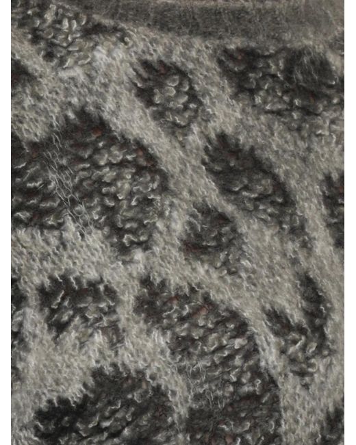 Avant Toi Green Leopard-Print Knit Sweater