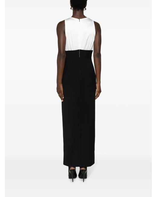 V:PM ATELIER Black Aria Two-Tone Crepe Maxi Dress