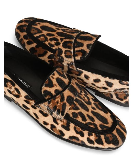 Dolce & Gabbana Brown Leopard-Print Loafers for men