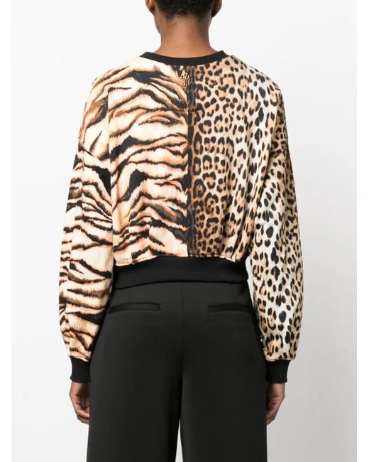 Roberto Cavalli Black Animal-Print Long-Sleeve Blouse