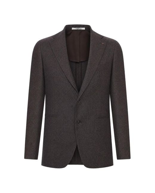 Tagliatore Black Notched-Lapel Single-Breasted Blazer for men