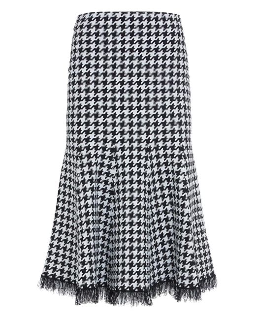 Alexander McQueen Midi-Rok Met Pied-De-Poule Print in het White