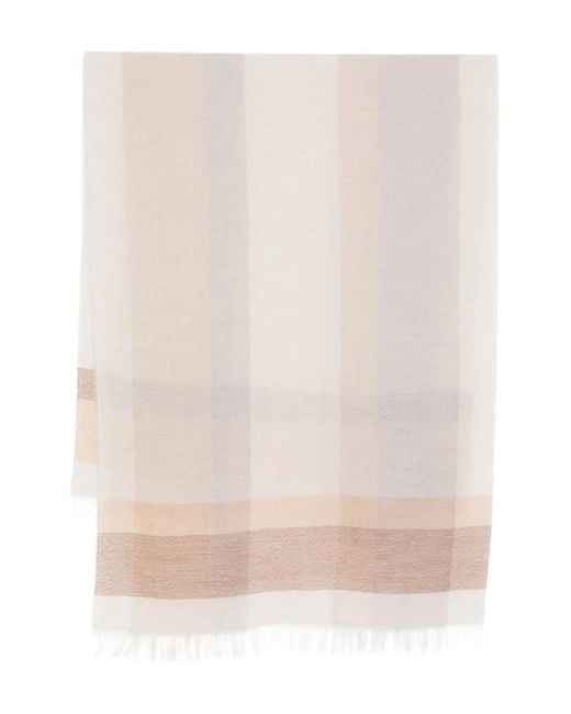 D.exterior Natural Striped Fringed Scarf
