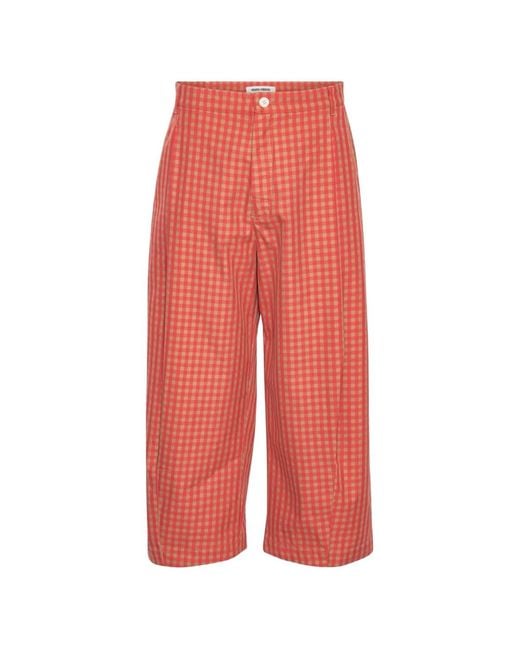 Henrik Vibskov Red Open Dart Checked Trousers